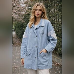 ✨ Karizma East Ltd. Light Blue Utility Jacket Coat | Oversized | Lined